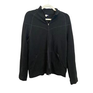 Ibex Womens Merino Wool Full Zip Jacket Black Mock Neck  Large